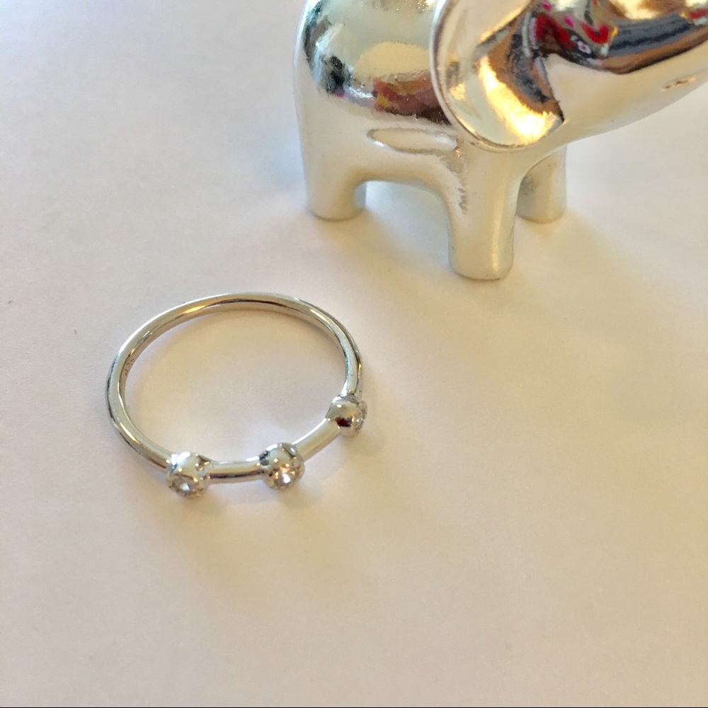 Dainty Sterling Silver Triple Round Cut CZ Ring